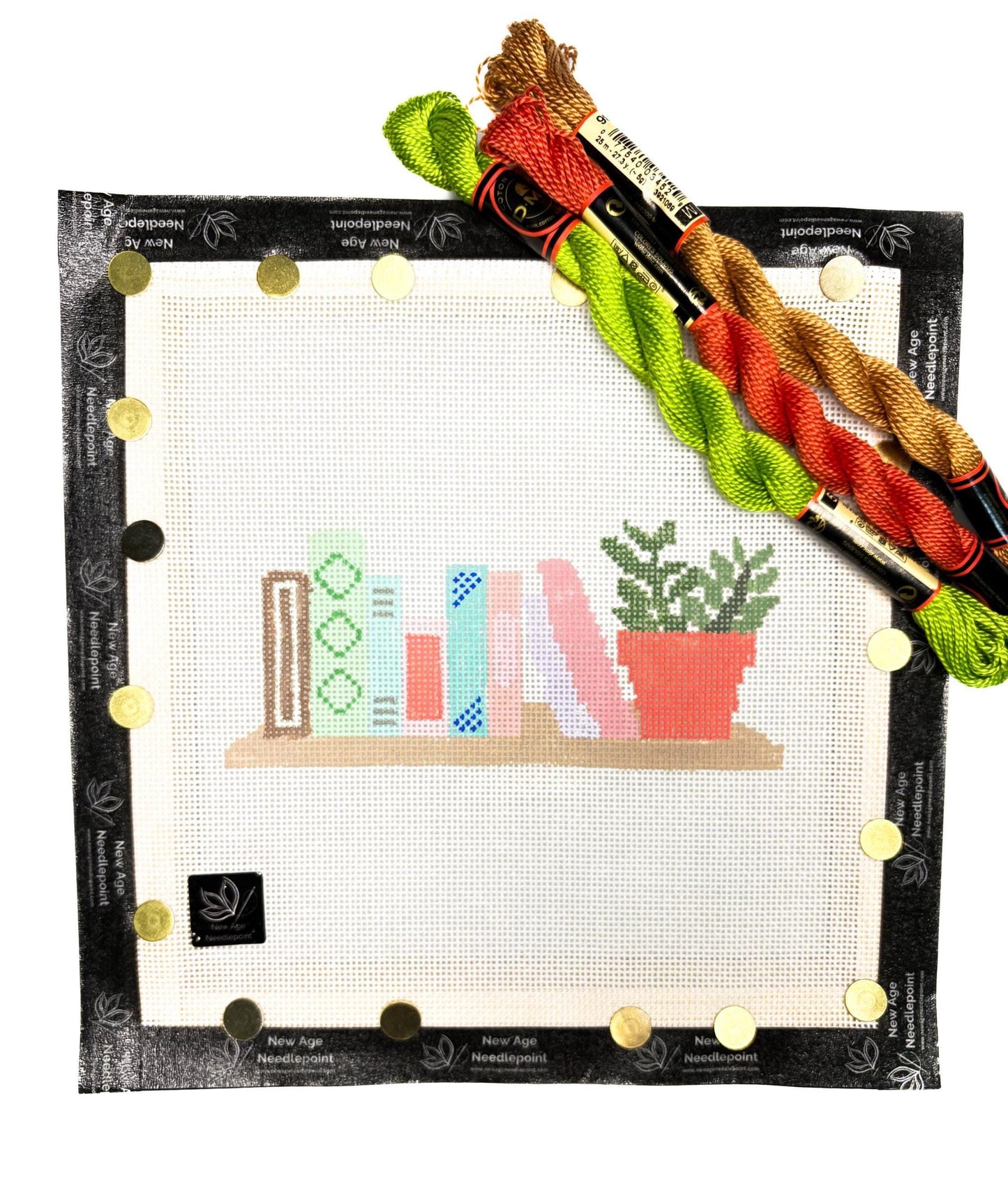 Bookshelf with Plants Canvas