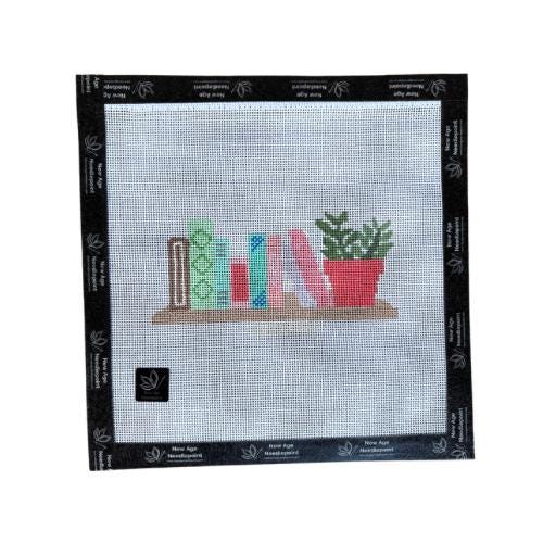 Bookshelf with Plants Canvas