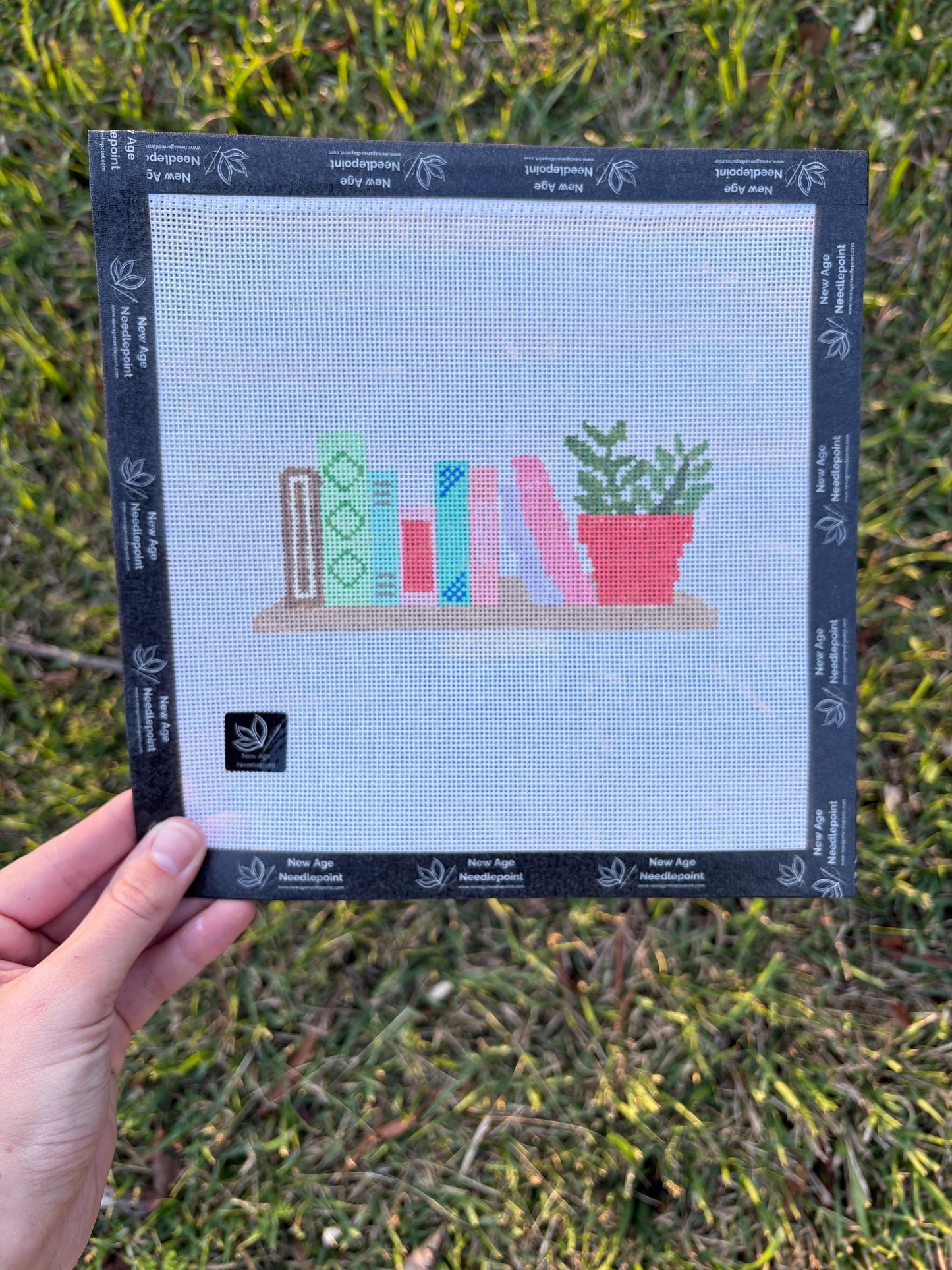 Bookshelf with Plants Canvas