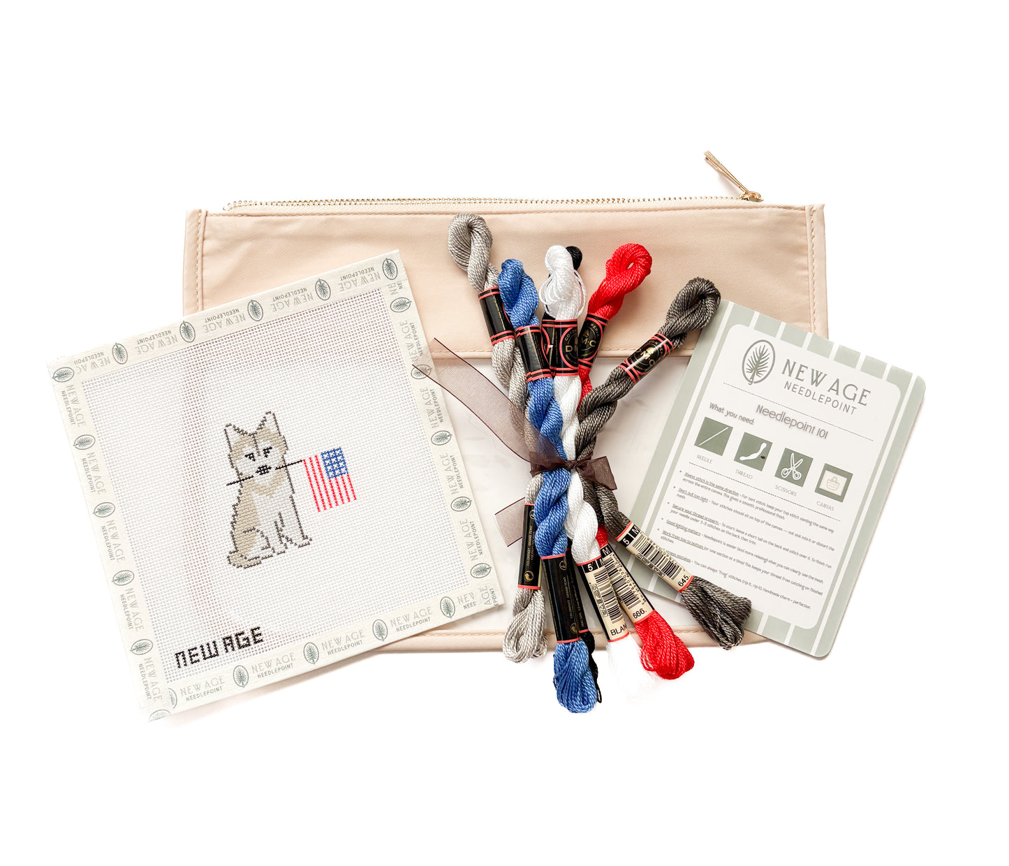 Husky with American Flag – Beginner Needlepoint Kit