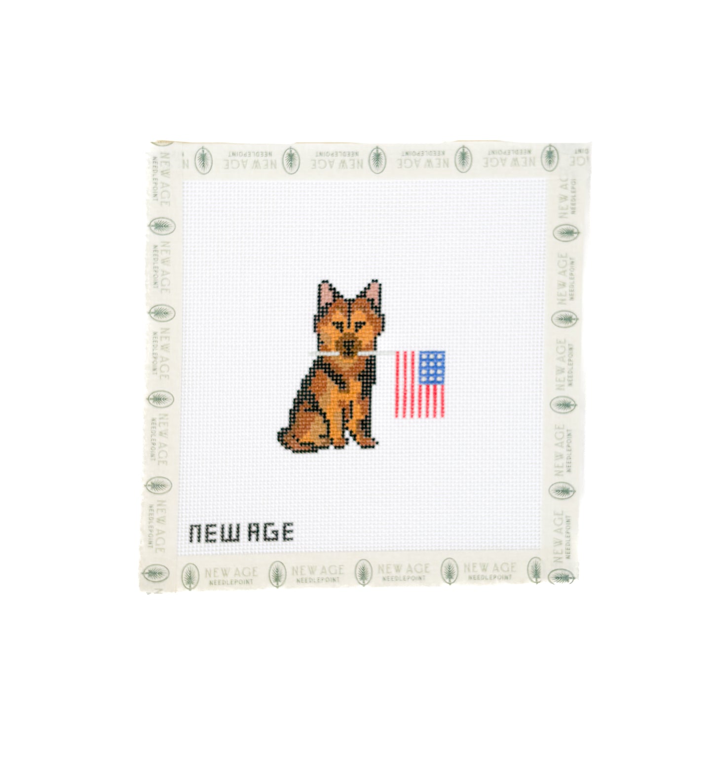 German Shepherd with American Flag Canvas