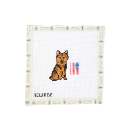 German Shepherd with American Flag Canvas