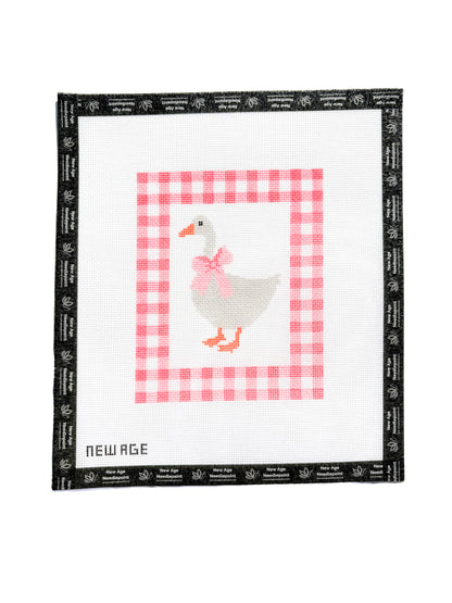 Gingham Baby Goose Needlepoint Canvas