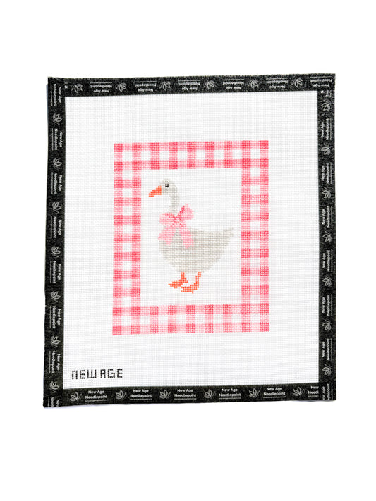 Gingham Baby Goose Needlepoint Canvas