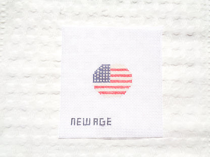 Full Needlepoint Kit - American Flag Bag Charm Fully Kitted with Self Finishing Tag