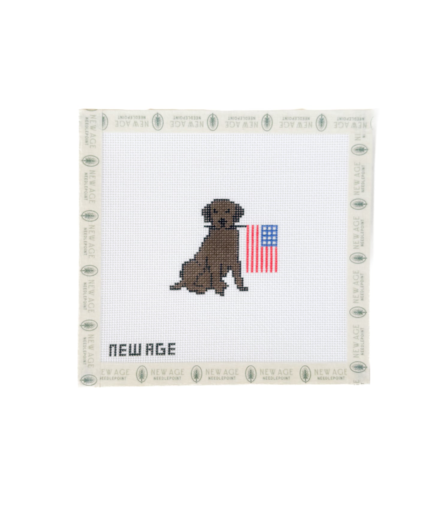 Chocolate Lab with American Flag Canvas