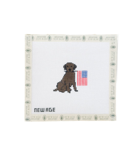 Chocolate Lab with American Flag Canvas