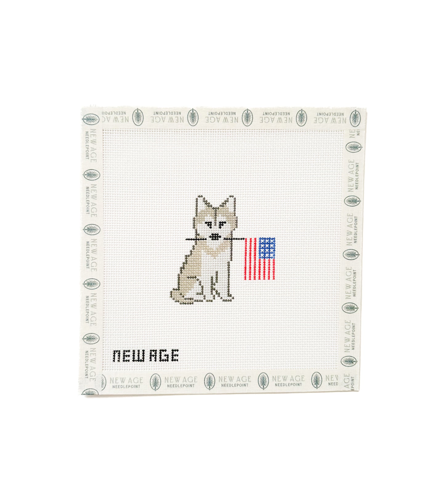 Husky with American Flag – Beginner Needlepoint Kit