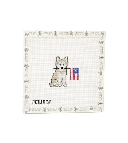 Husky with American Flag – Beginner Needlepoint Kit