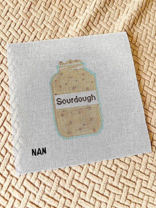 Hand-Painted Needlepoint Canvas - Sourdough Starter on 18 Canvas | Perfect for Bakers & Stitchers