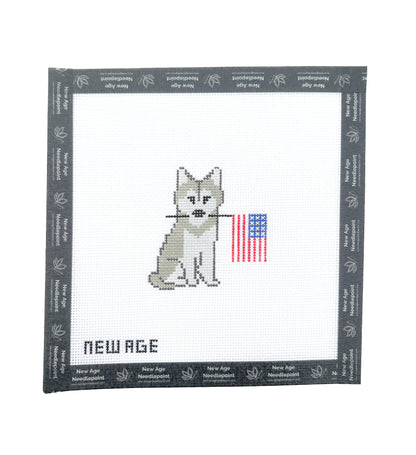 Patriotic Husky Needlepoint Canvas