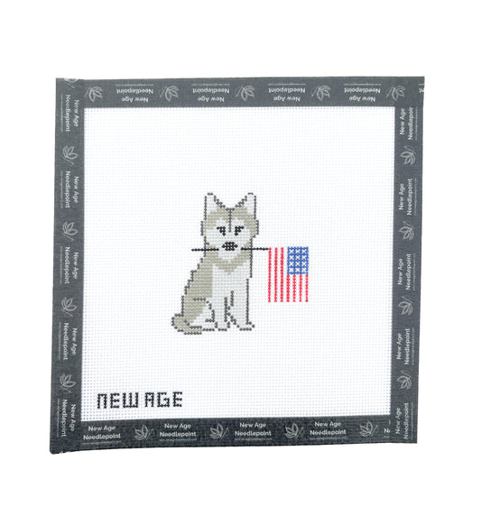 Patriotic Husky Needlepoint Canvas