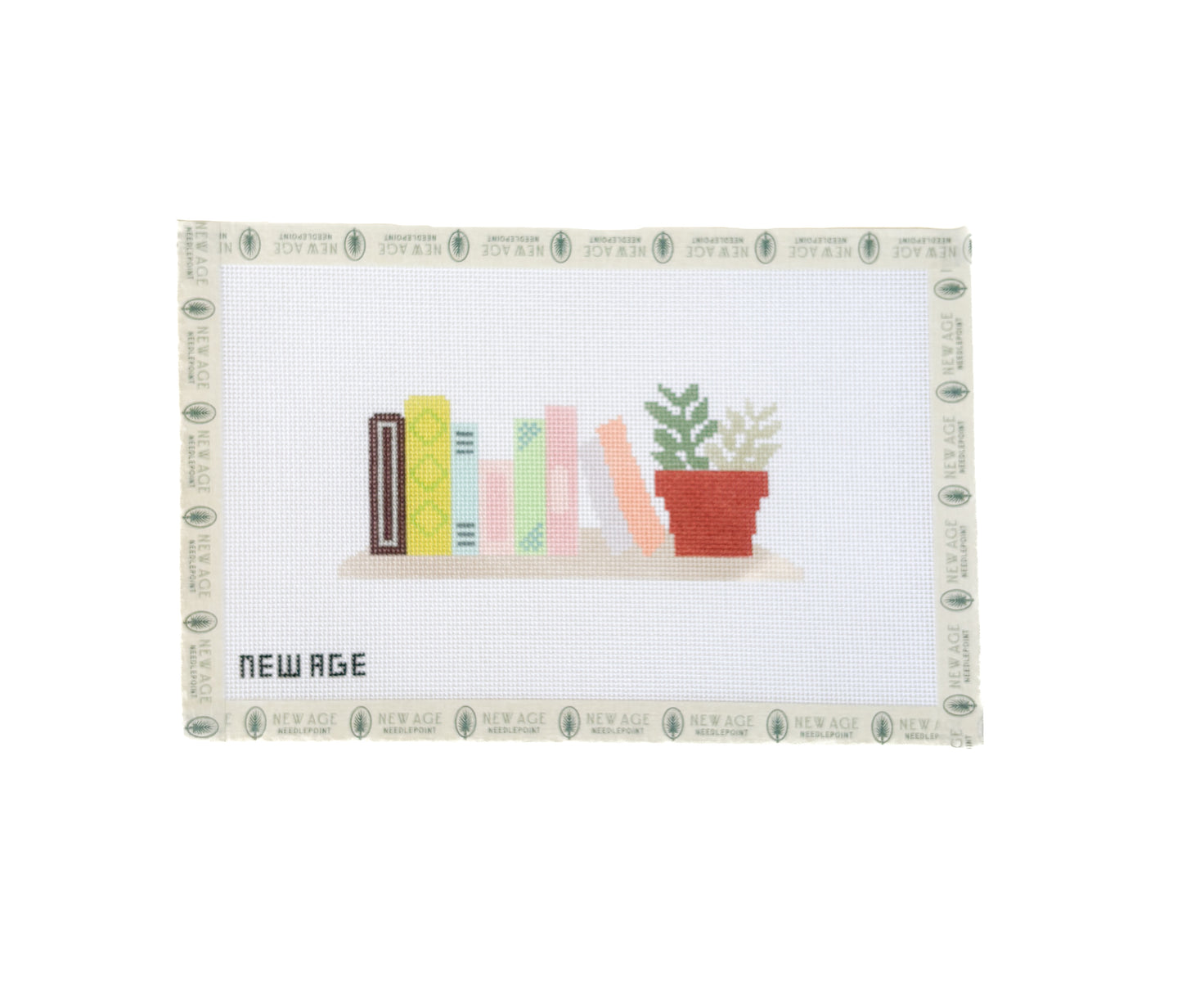 Bookshelf with Plants Canvas