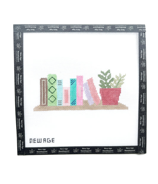 Bookshelf with Plants Canvas