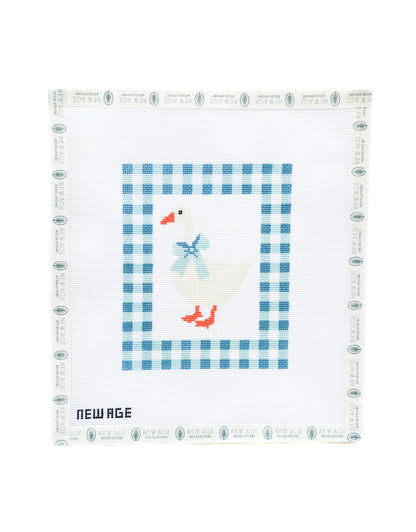 Gingham Blue Baby Goose Canvas