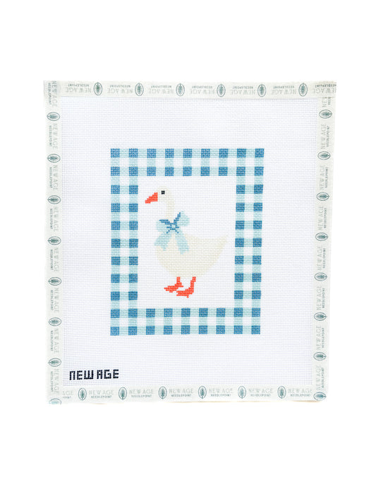 Gingham Blue Baby Goose Canvas