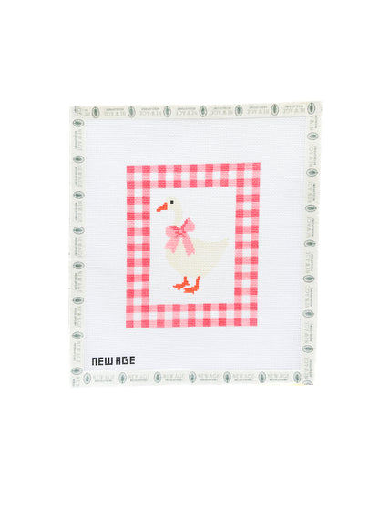 Gingham Baby Goose Needlepoint Canvas