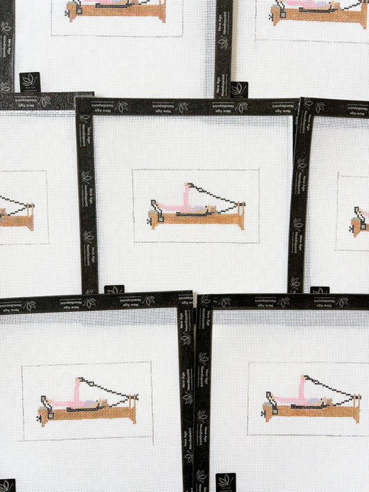 Hand-Painted Needlepoint Canvas Pilates Girl on Reformer
