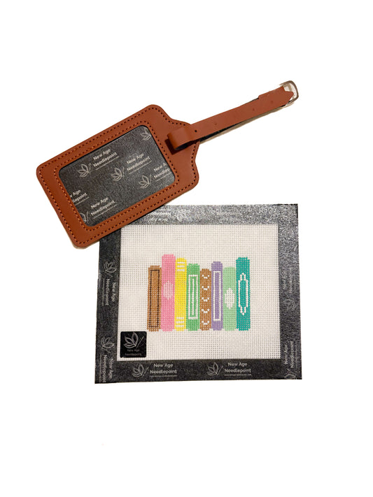 Colorful Books Luggage Tag Self Finishing Canvas