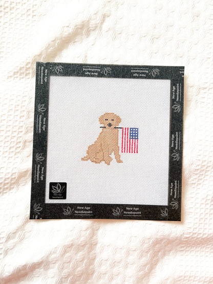 Patriotic Golden Retriever Canvas