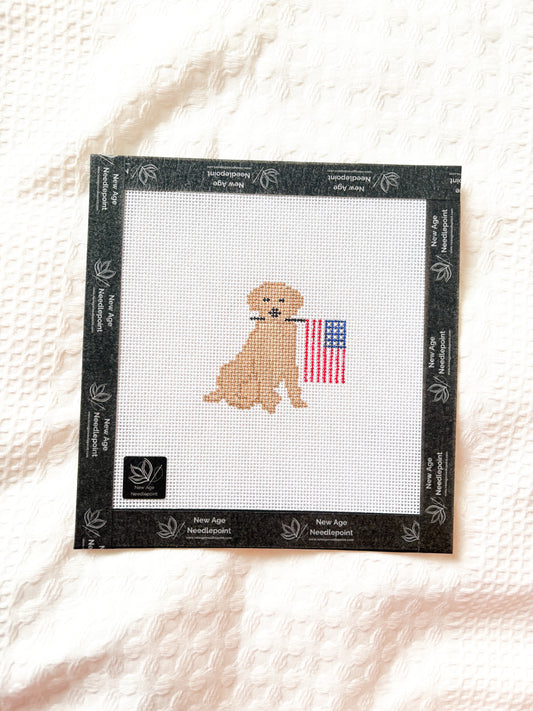 Patriotic Golden Retriever Canvas