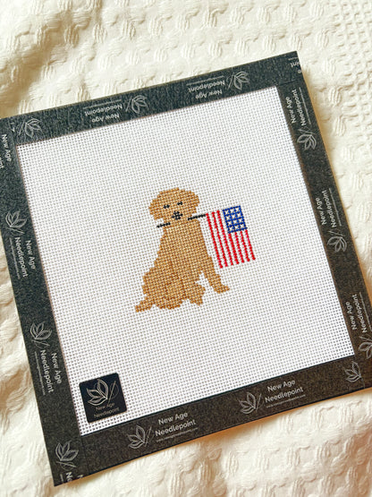 Patriotic Golden Retriever Canvas
