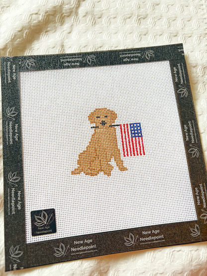 Patriotic Golden Retriever Canvas