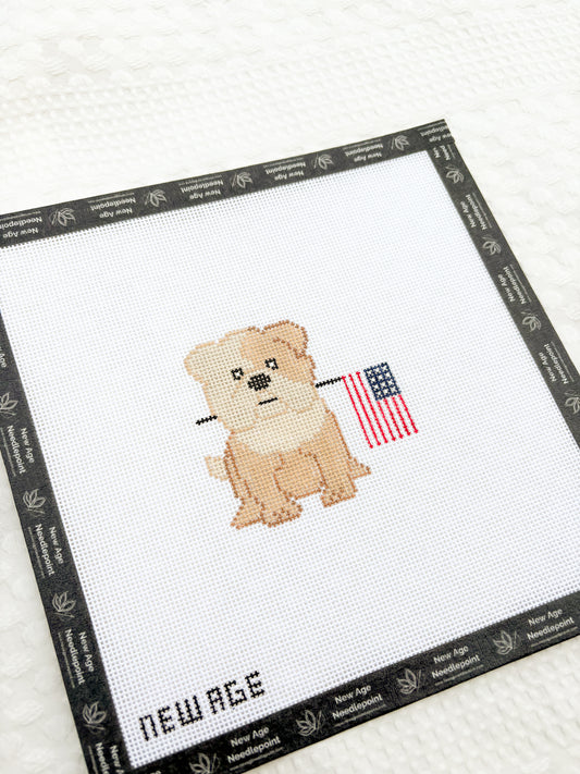 Patriotic English Bulldog Canvas