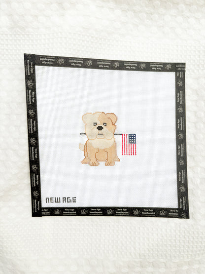 Patriotic English Bulldog Canvas