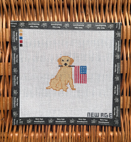 Patriotic Golden Retriever Canvas