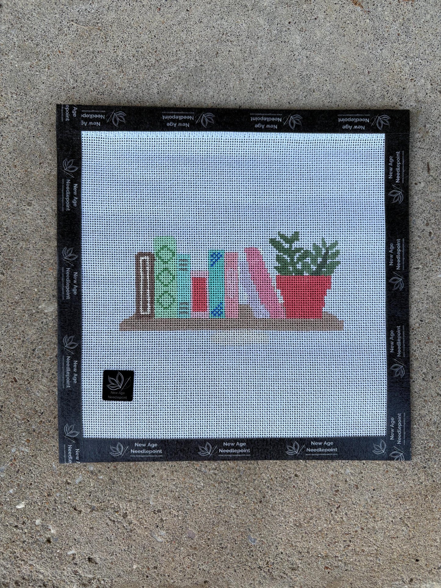 Bookshelf with Plants Canvas