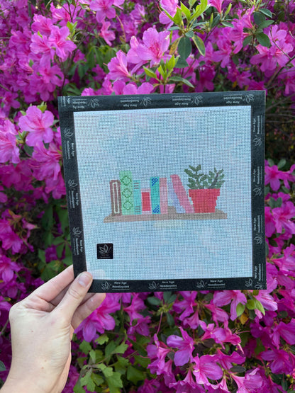 Bookshelf with Plants Canvas